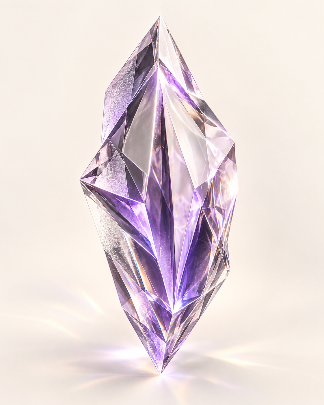 Faceted lavender crystal on a luminous ground